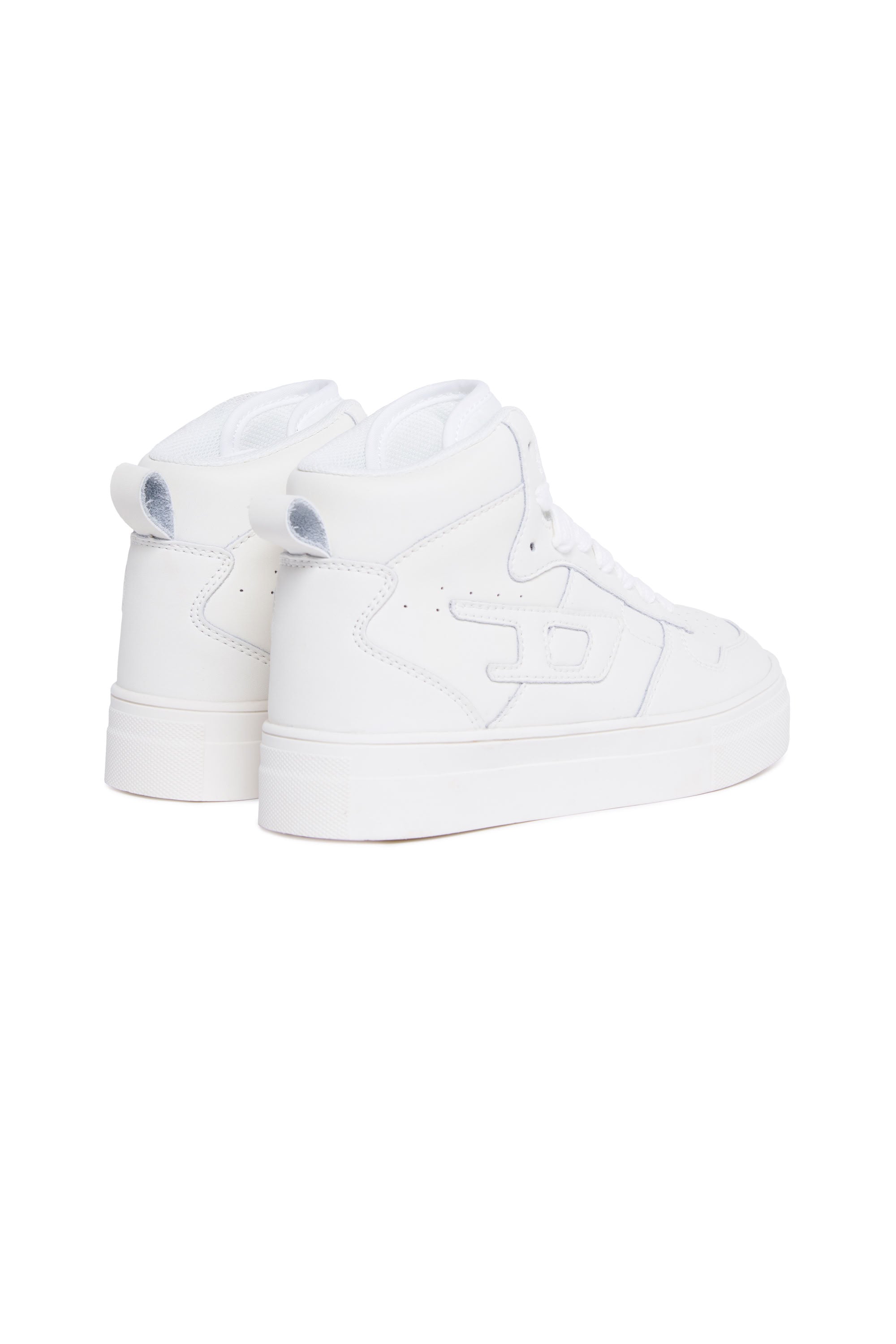 Leather high-top trainers - White