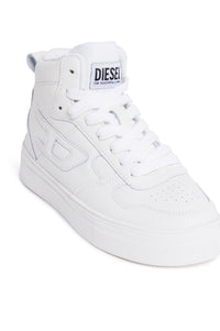 Leather high-top trainers - White