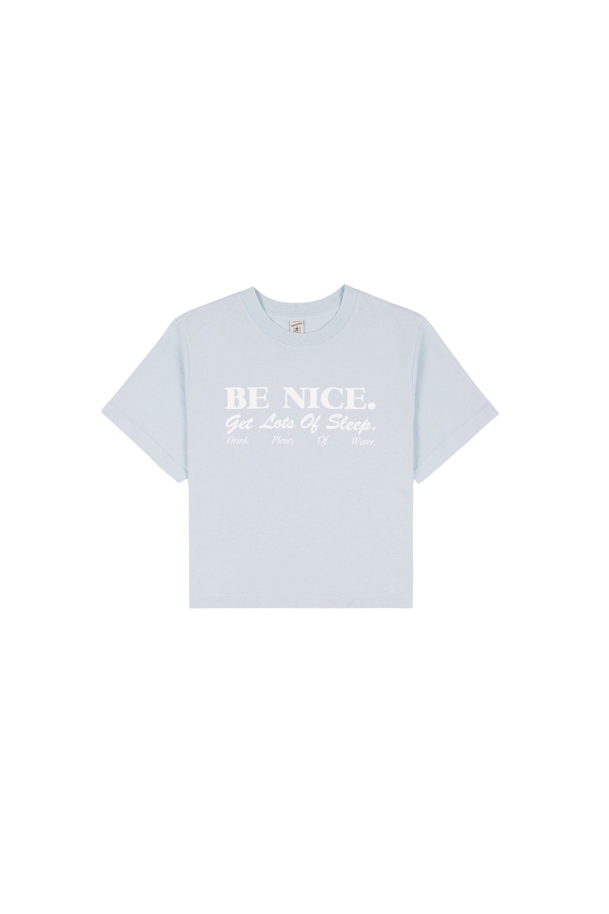 Be Nice Cropped T-Shirt - Baby Blue & White