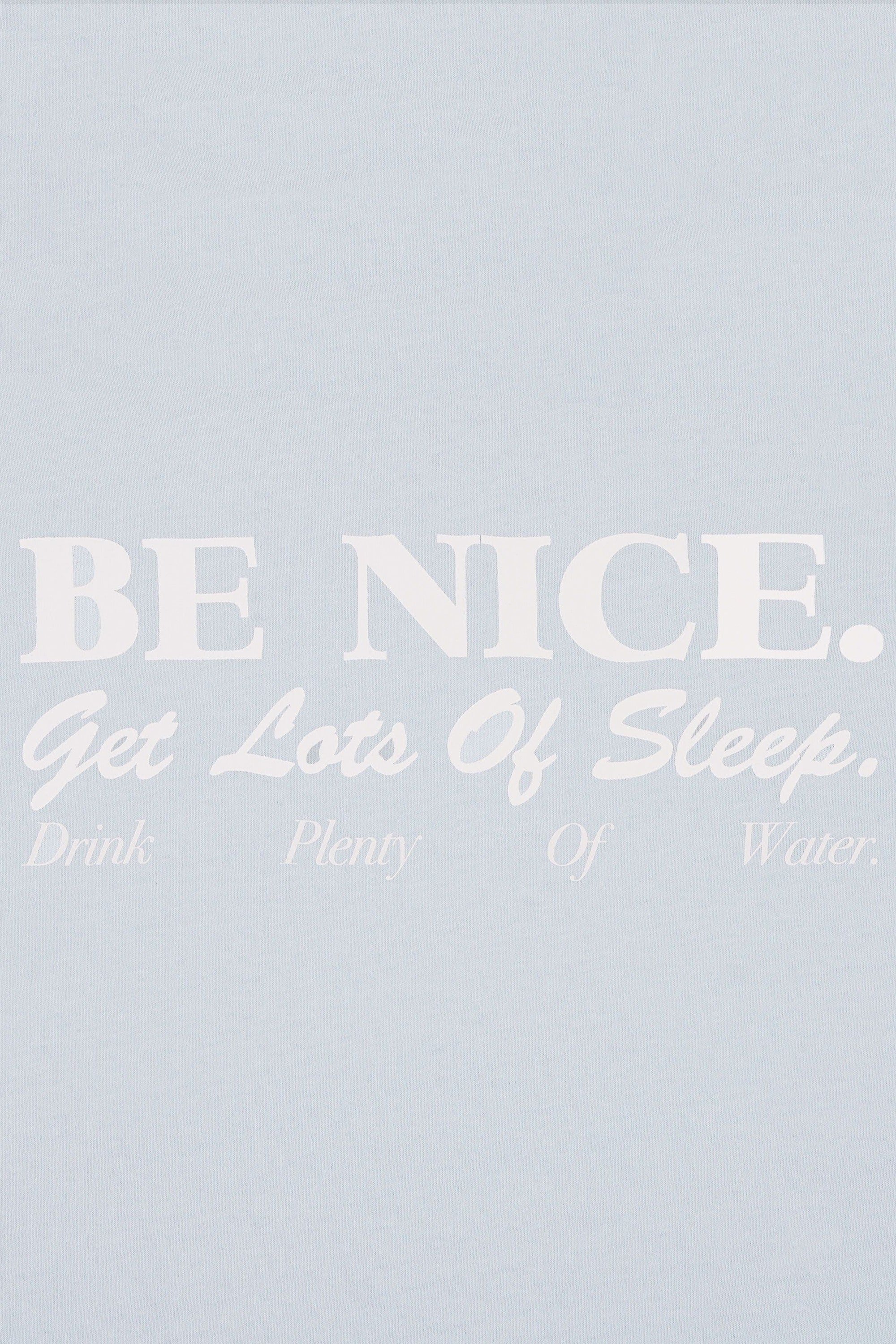 Be Nice Cropped T-Shirt - Baby Blue & White