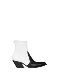 Bottines Cowboy 60 en cuir - Blanc & Noir