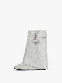 Bottines Shark Lock 90 avec strass en satin - Silvery