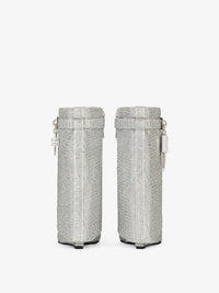 Bottines Shark Lock 90 avec strass en satin - Silvery