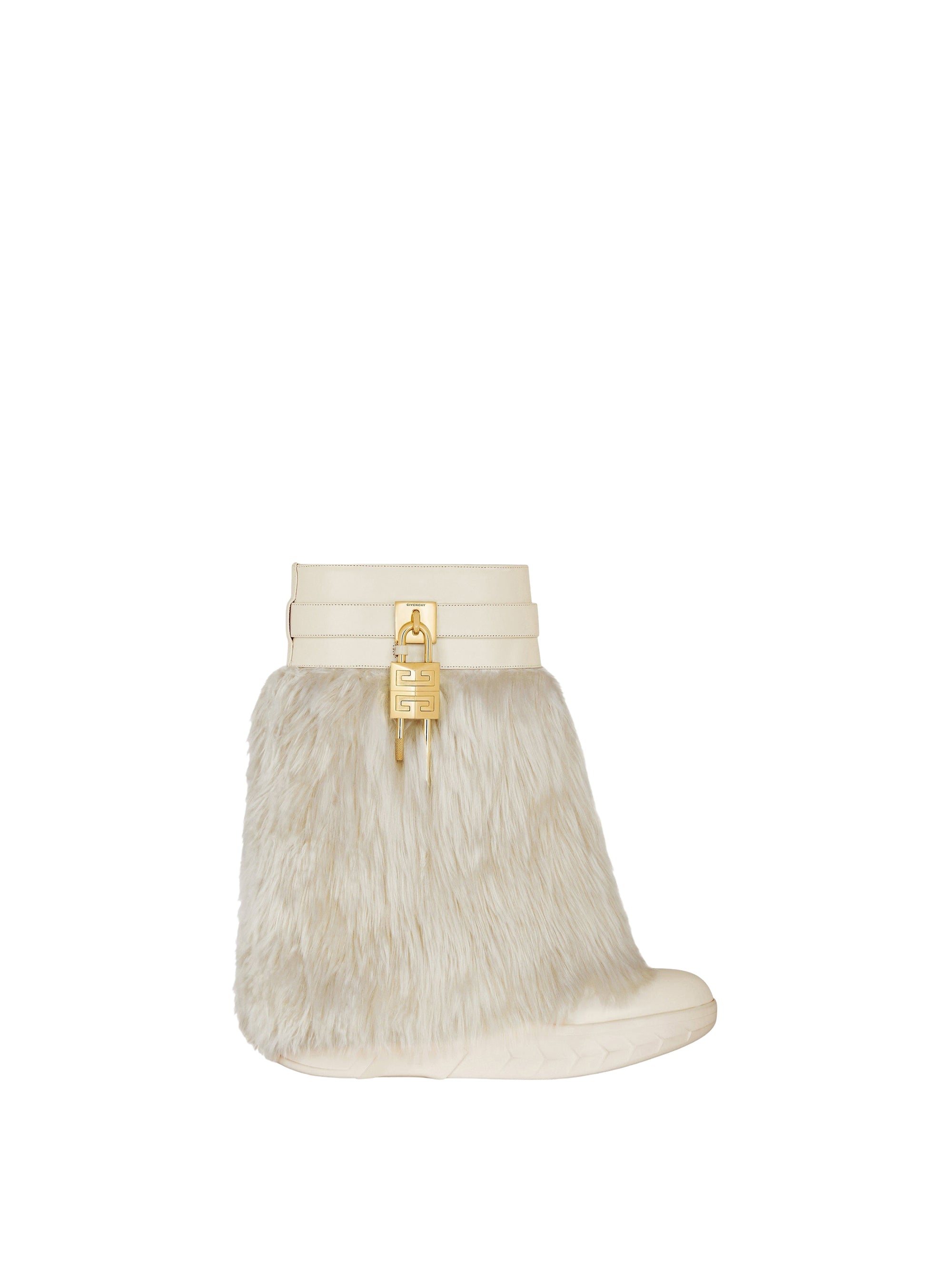 Bottines Shark Lock Biker 85 en cuir grainé - Ivory