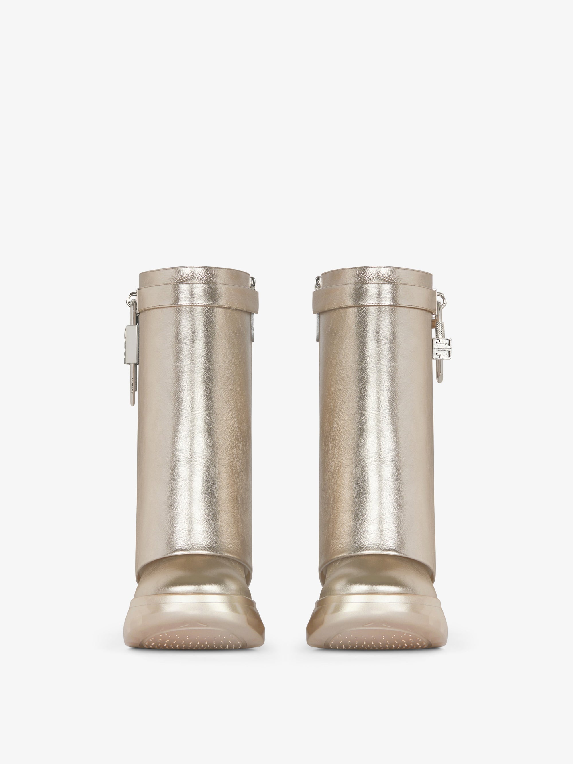 Shark Lock Biker 85 leather ankle boots - Dusty Golden