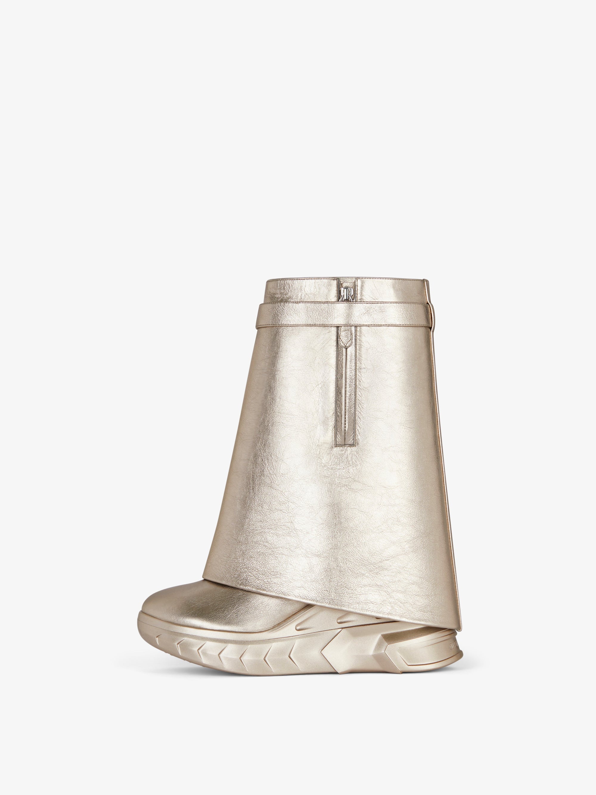 Shark Lock Biker 85 leather ankle boots - Dusty Golden
