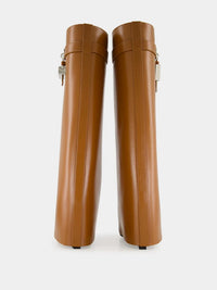 Cuissardes Shark Lock 90 en cuir - Tan
