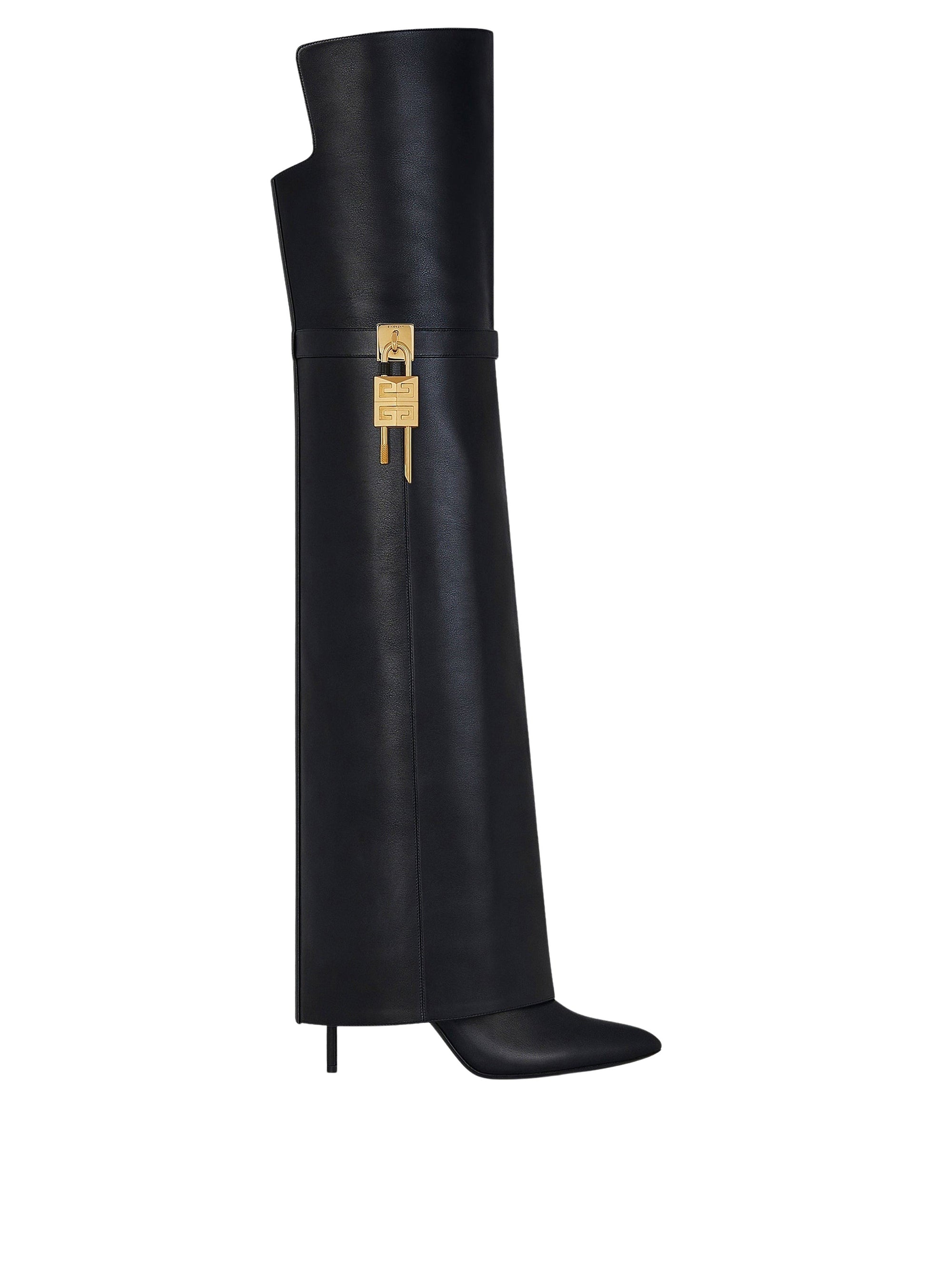 Cuissardes Shark Lock 95 en cuir - Black