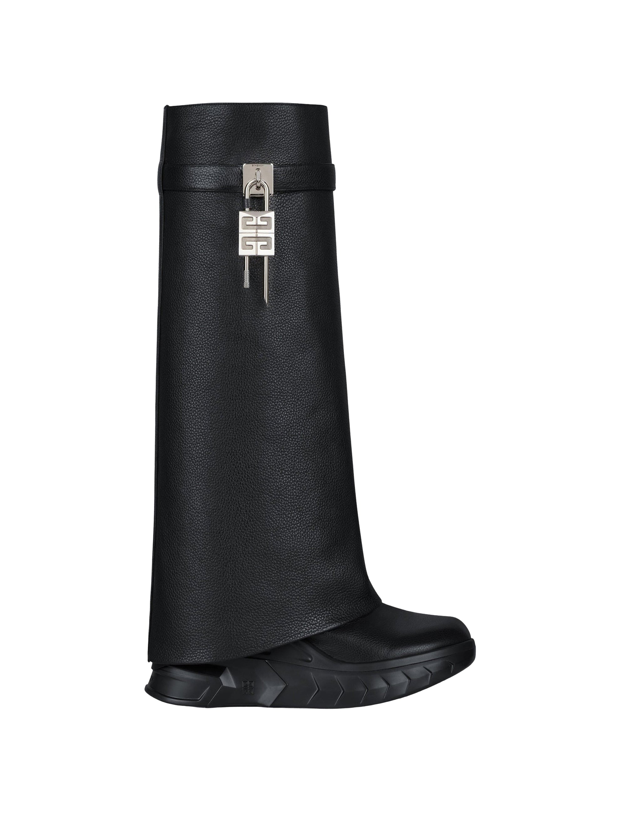 Shark Lock Biker 85 boots in grained leather – Black