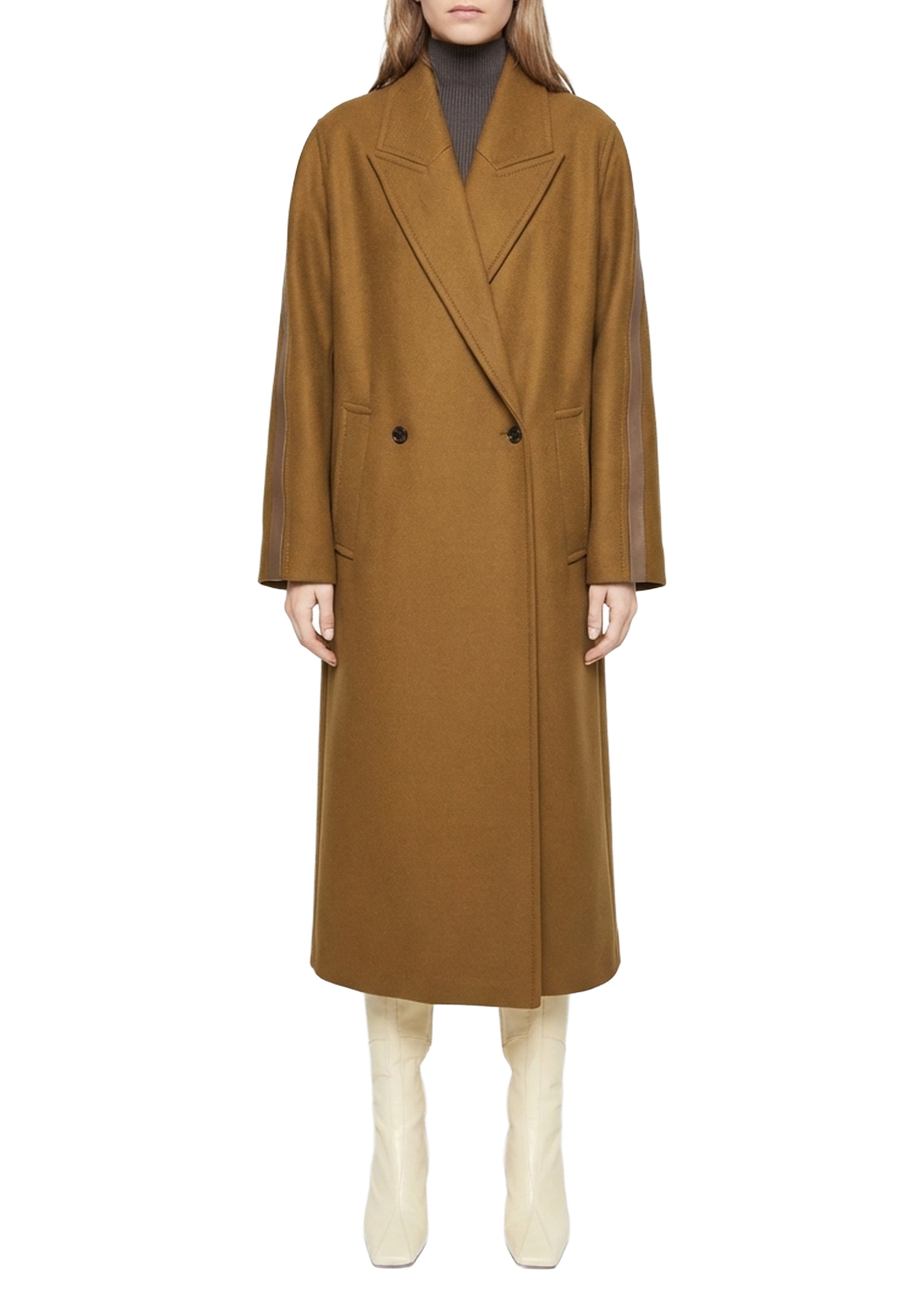 Manteau Bella long oversize en laine - Khaki