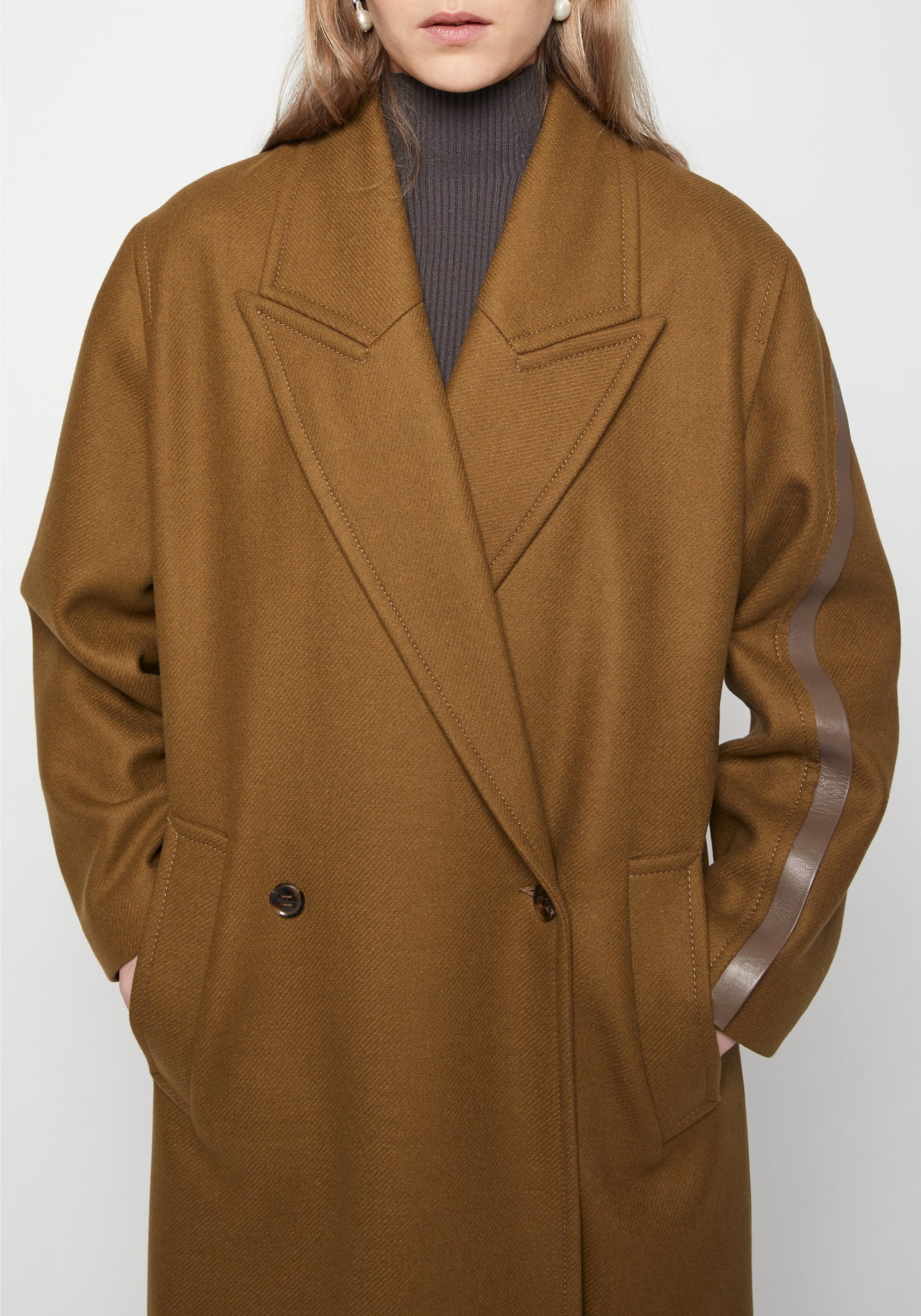 Manteau Bella long oversize en laine - Khaki