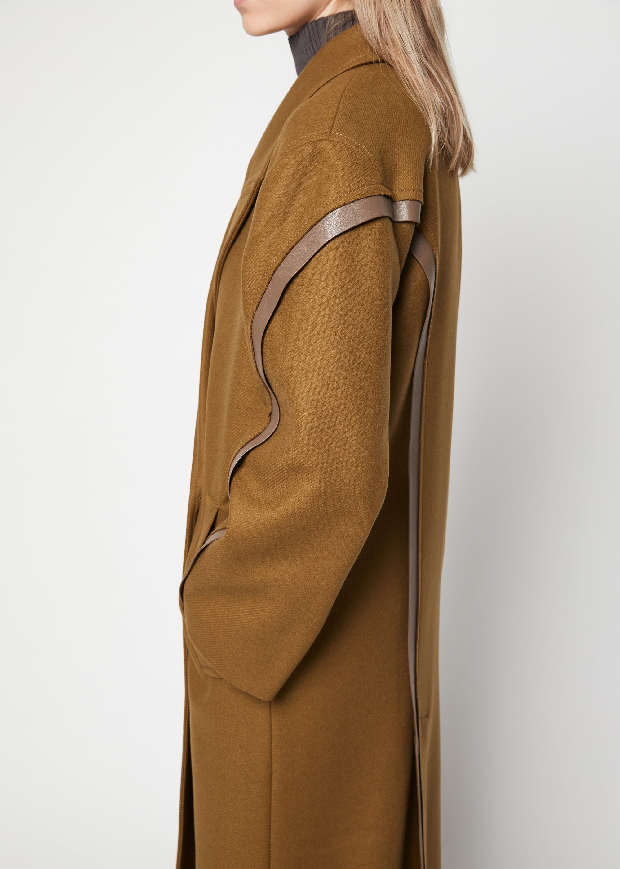 Manteau Bella long oversize en laine - Khaki