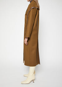 Manteau Bella long oversize en laine - Khaki