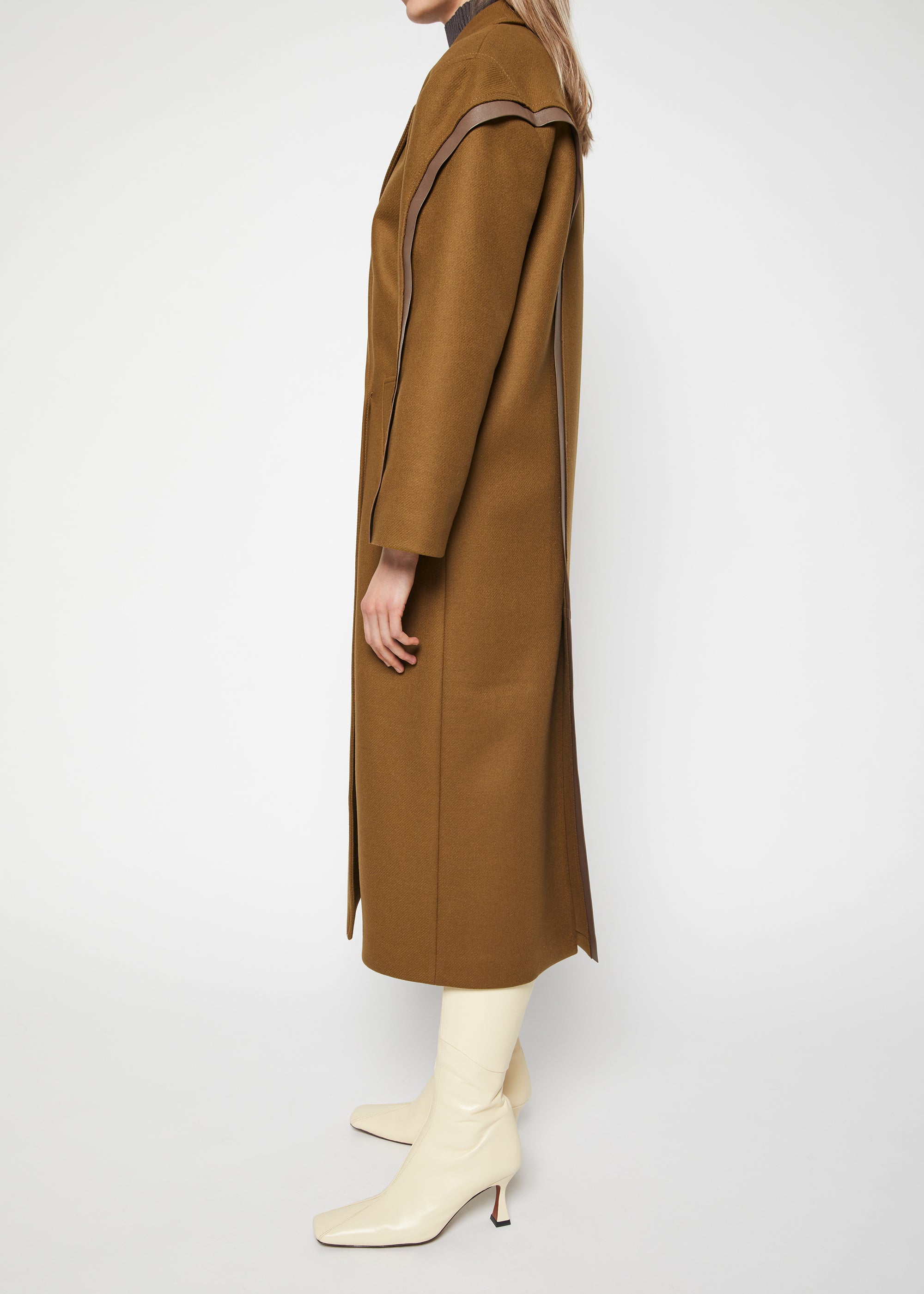 Manteau Bella long oversize en laine - Khaki