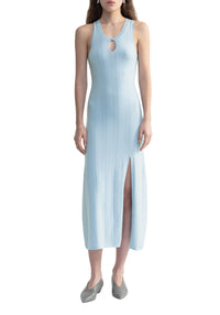 Belle long dress in wool - Ice Blue