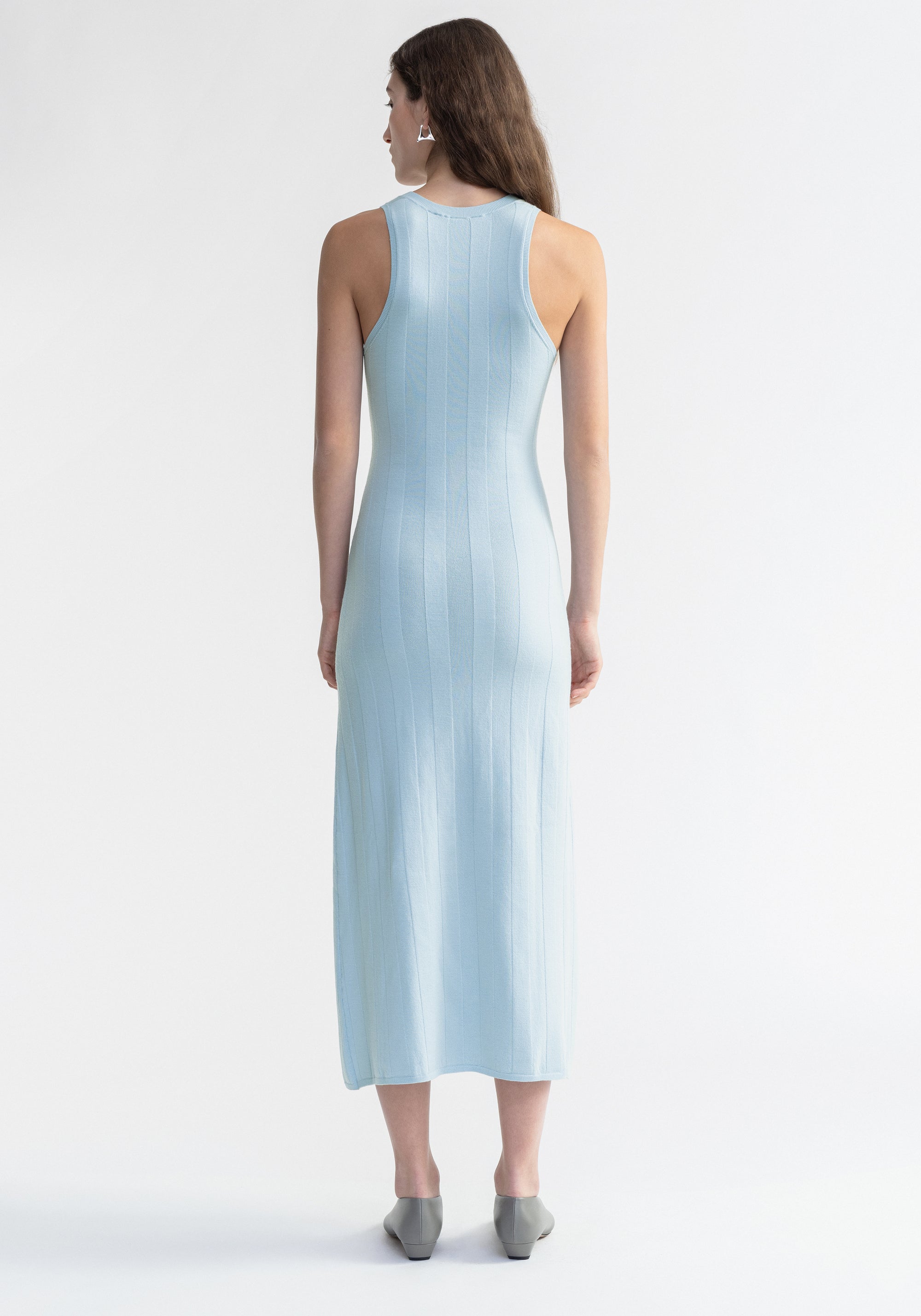 Belle long dress in wool - Ice Blue