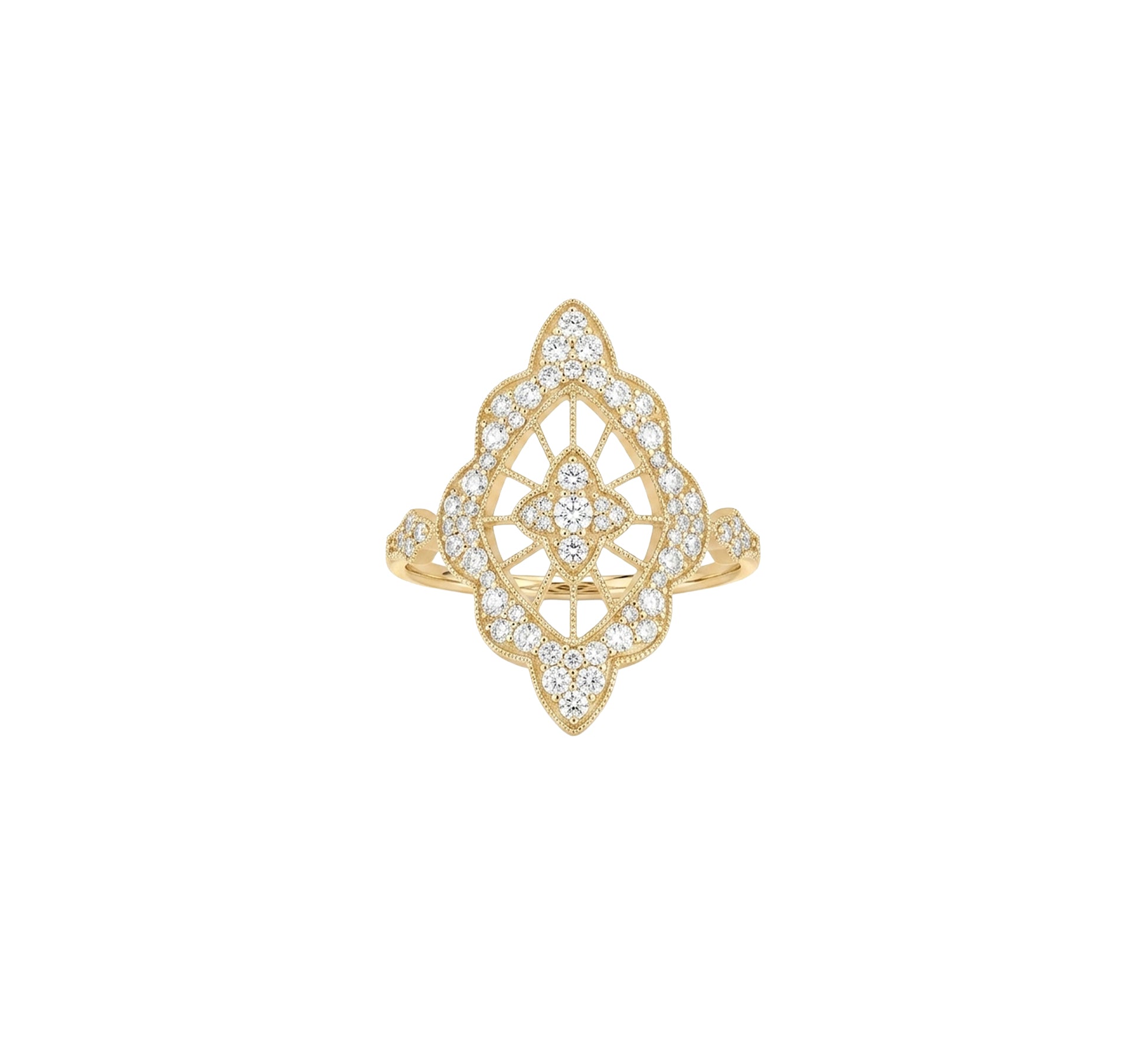 "Belle Époque" ring in 18K yellow gold set with diamonds - Yellow gold