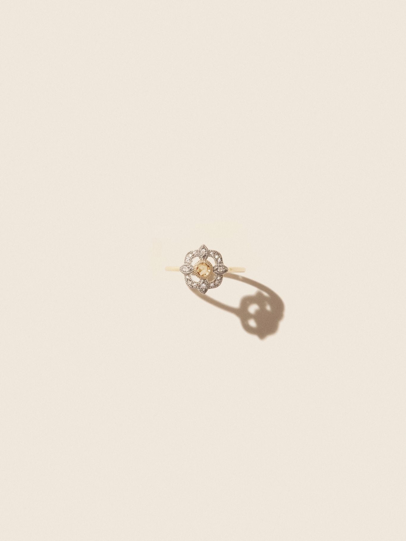 Bettina ring in yellow gold and silver with diamond - Diamond