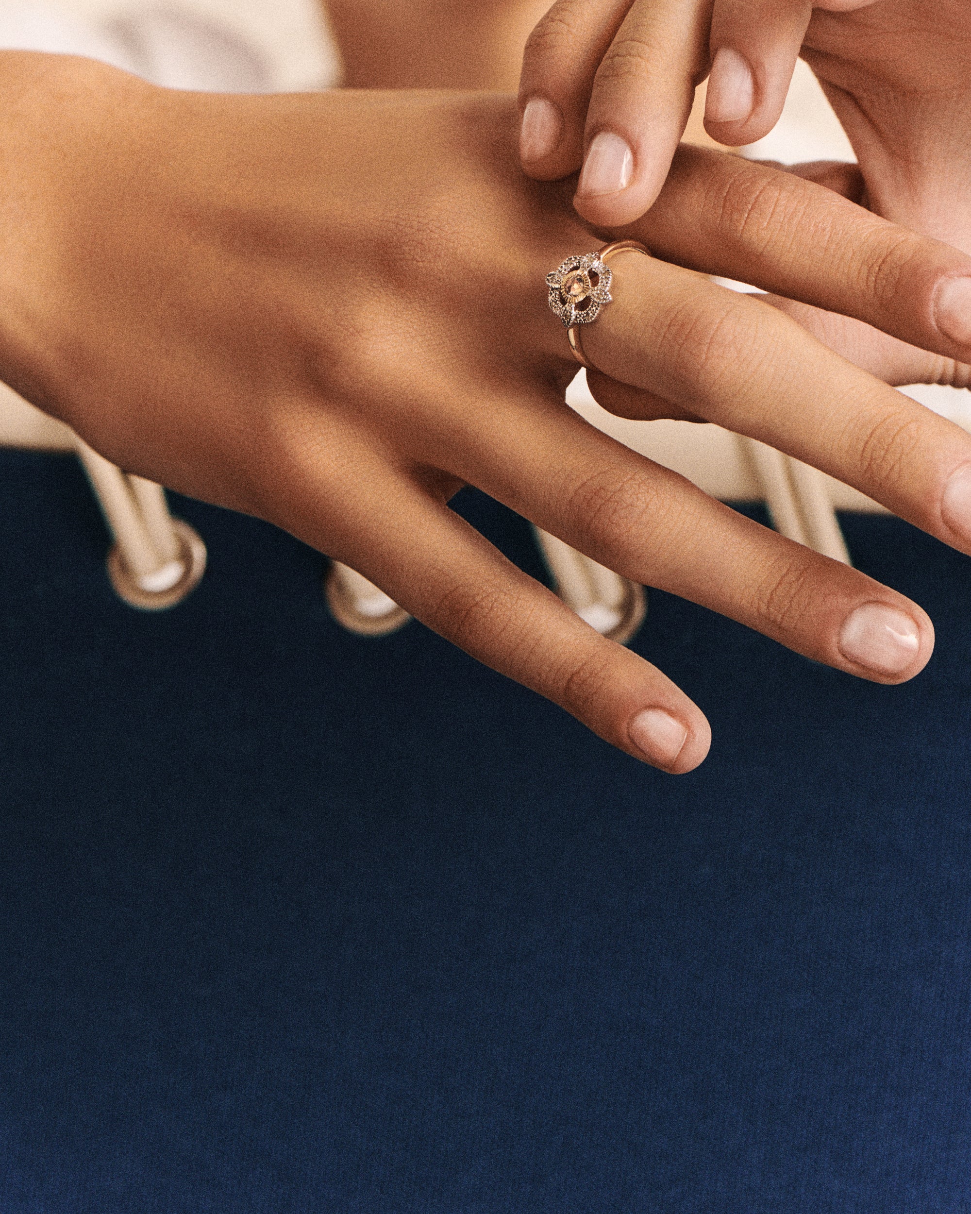 Bettina ring in yellow gold and silver with diamond - Diamond