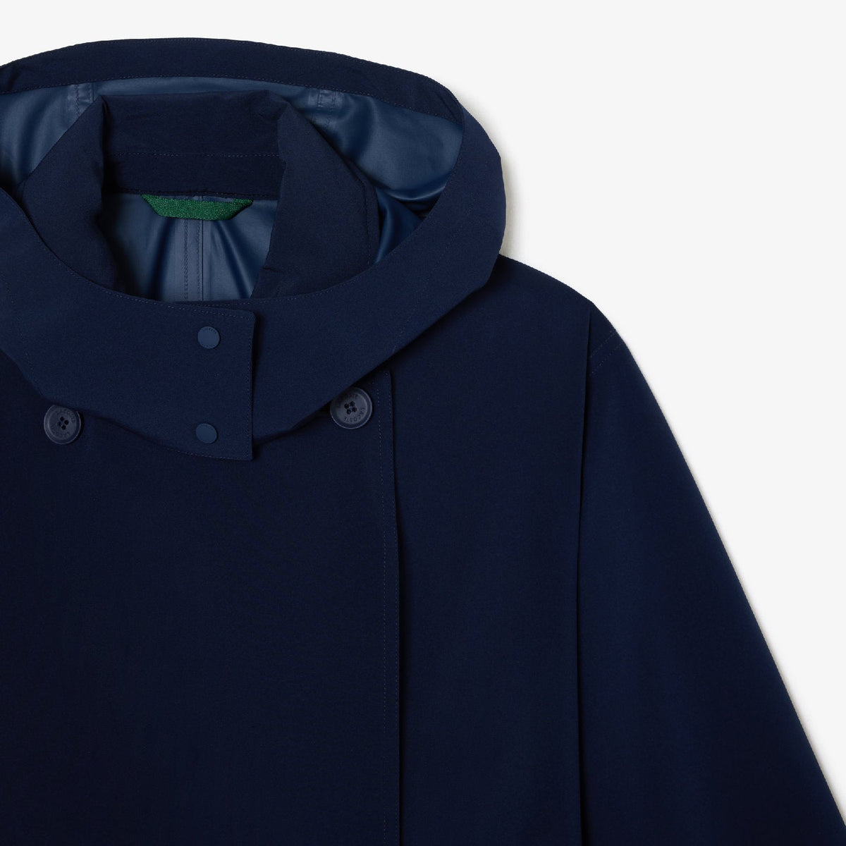 Manteau long à capuche en piqué - Marine