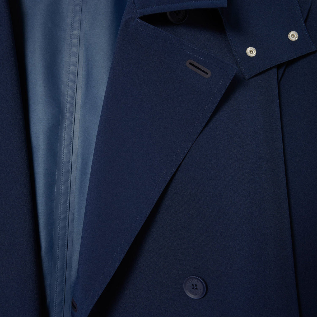 Manteau long à capuche en piqué - Marine