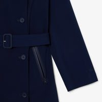 Manteau long à capuche en piqué - Marine