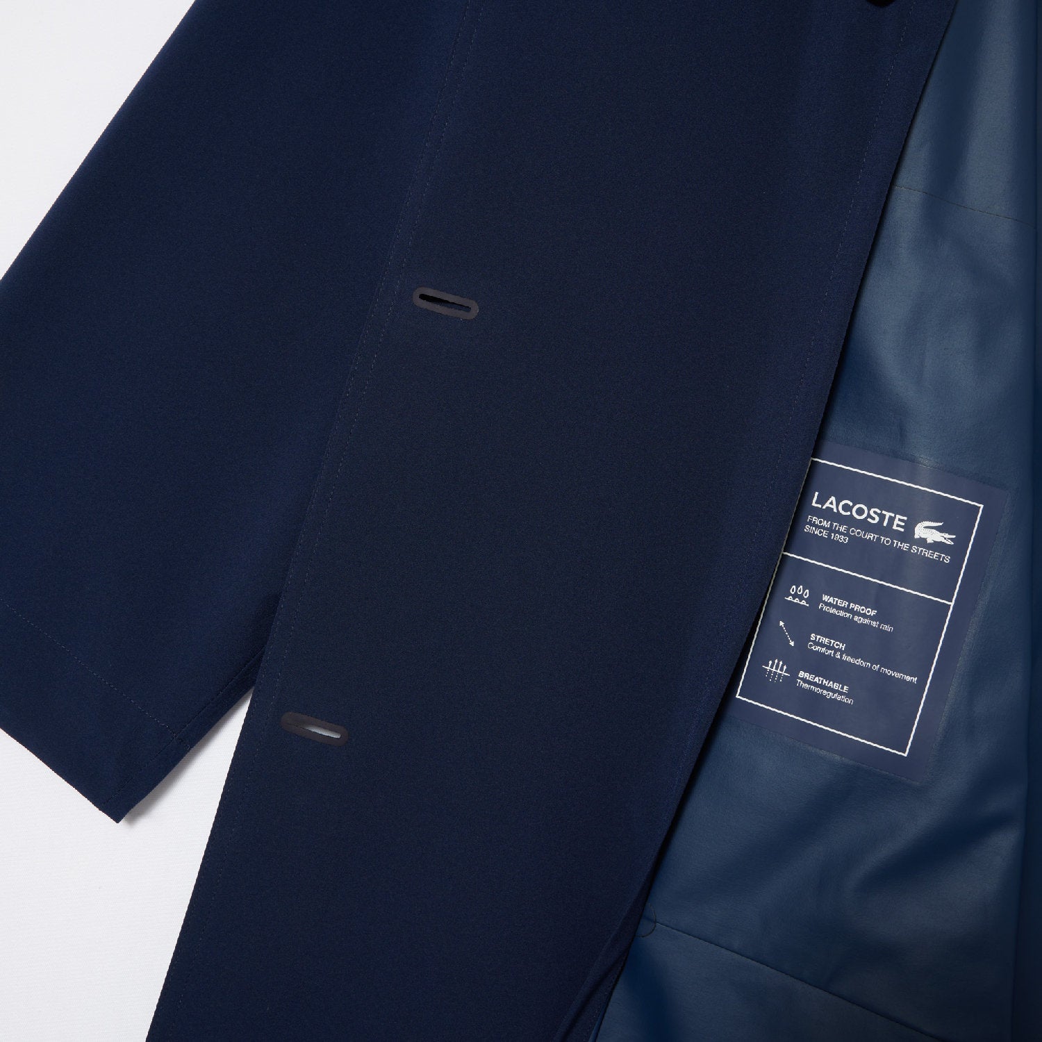 Manteau long à capuche en piqué - Marine