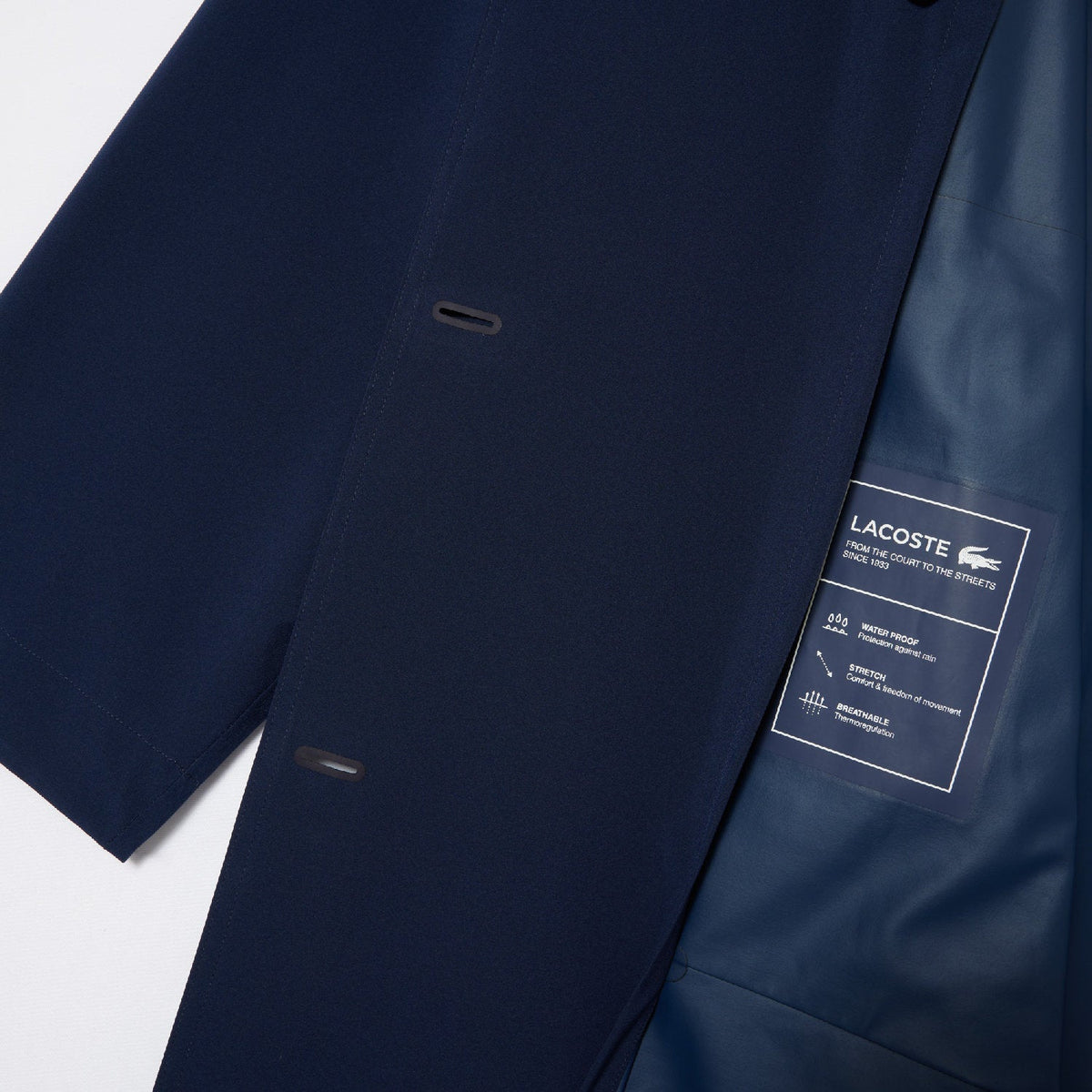 Manteau long à capuche en piqué - Marine