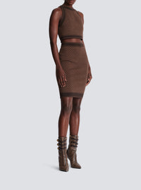Wool monogram mini top - Brown & Dark Brown