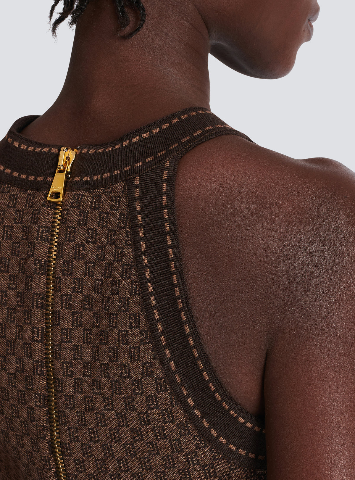 Top en jacquard mini monogramme - Marron & Marron Foncé