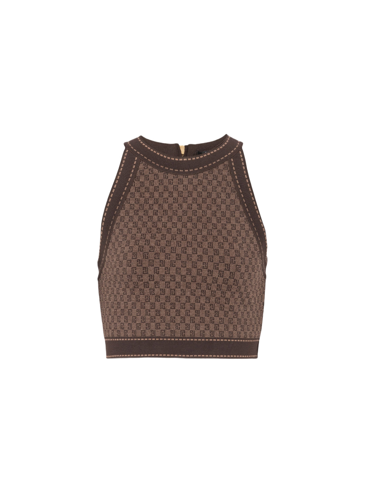 Wool monogram mini top - Brown & Dark Brown