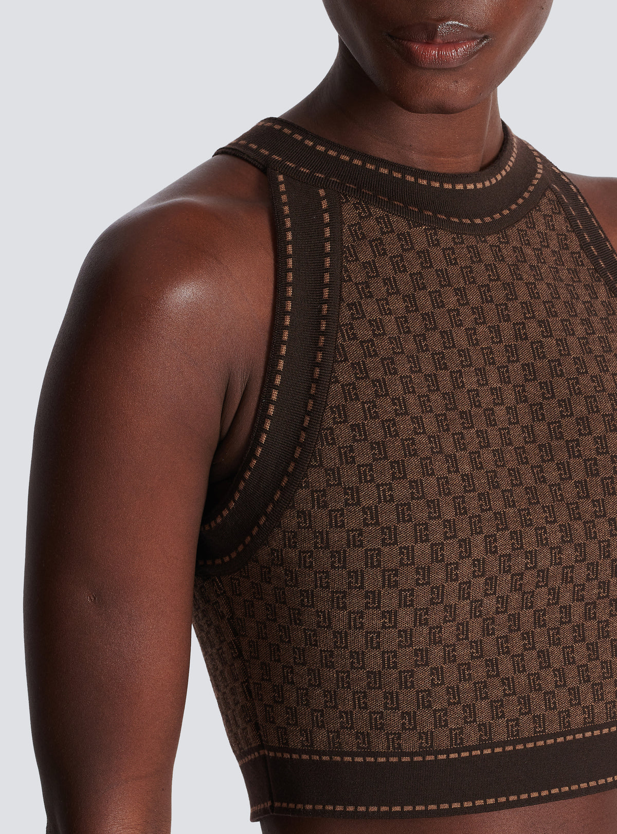 Top en jacquard mini monogramme - Marron & Marron Foncé