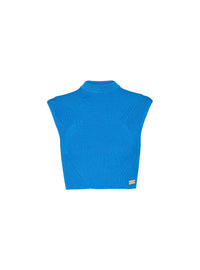 Top en maille côtelée - Bleu