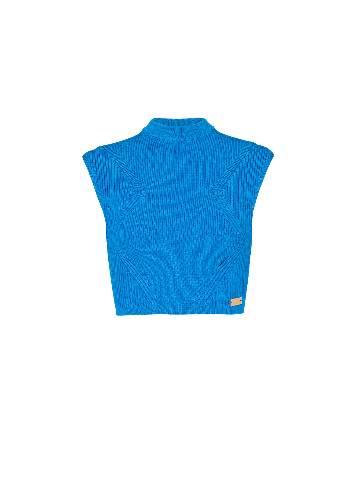 Top en maille côtelée - Bleu