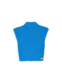 Top en maille côtelée - Bleu