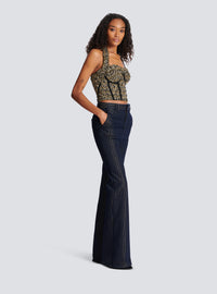 Bustier dos-nu en tweed lurex - Noir & Or