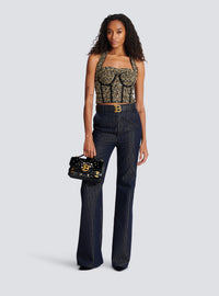 Bustier dos-nu en tweed lurex - Noir & Or