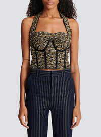 Bustier dos-nu en tweed lurex - Noir & Or