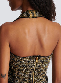 Bustier dos-nu en tweed lurex - Noir & Or