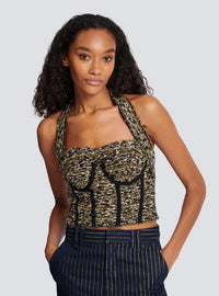 Bustier dos-nu en tweed lurex - Noir & Or