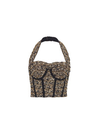 Lurex tweed backless bustier - Black & Gold