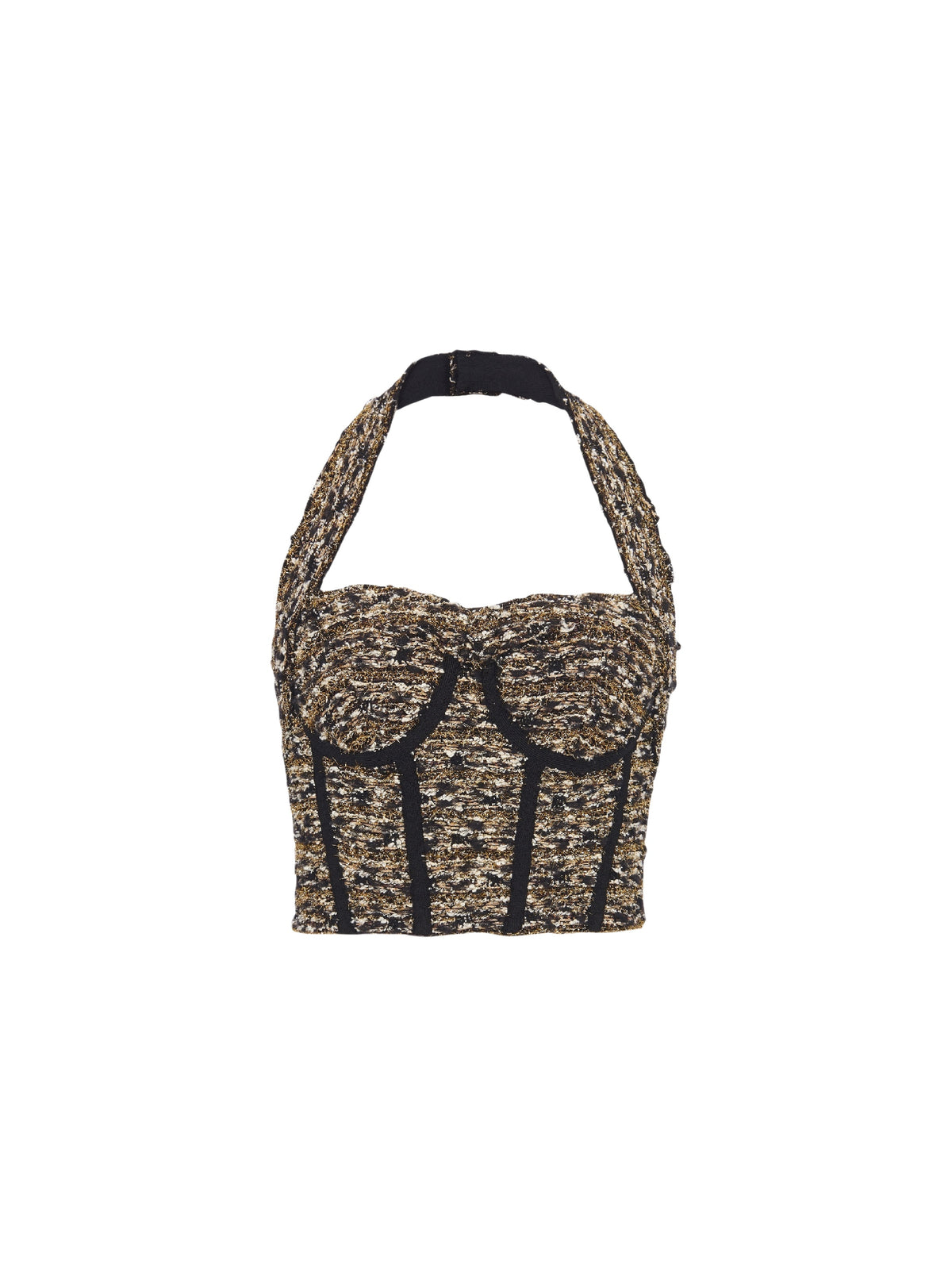 Lurex tweed backless bustier - Black & Gold