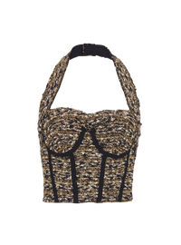 Bustier dos-nu en tweed lurex - Noir & Or