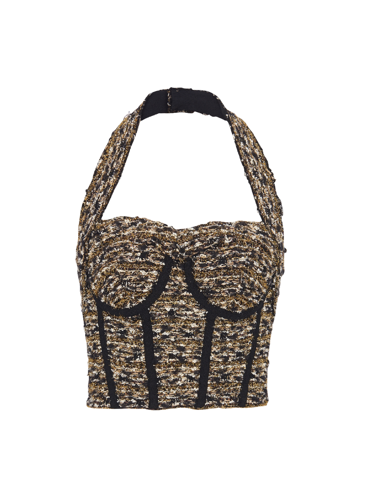 Bustier dos-nu en tweed lurex - Noir & Or