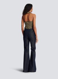 Bustier dos-nu en tweed lurex - Noir & Or