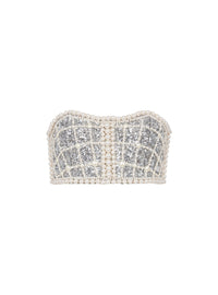 Haut bustier brodé - Argent & Perle