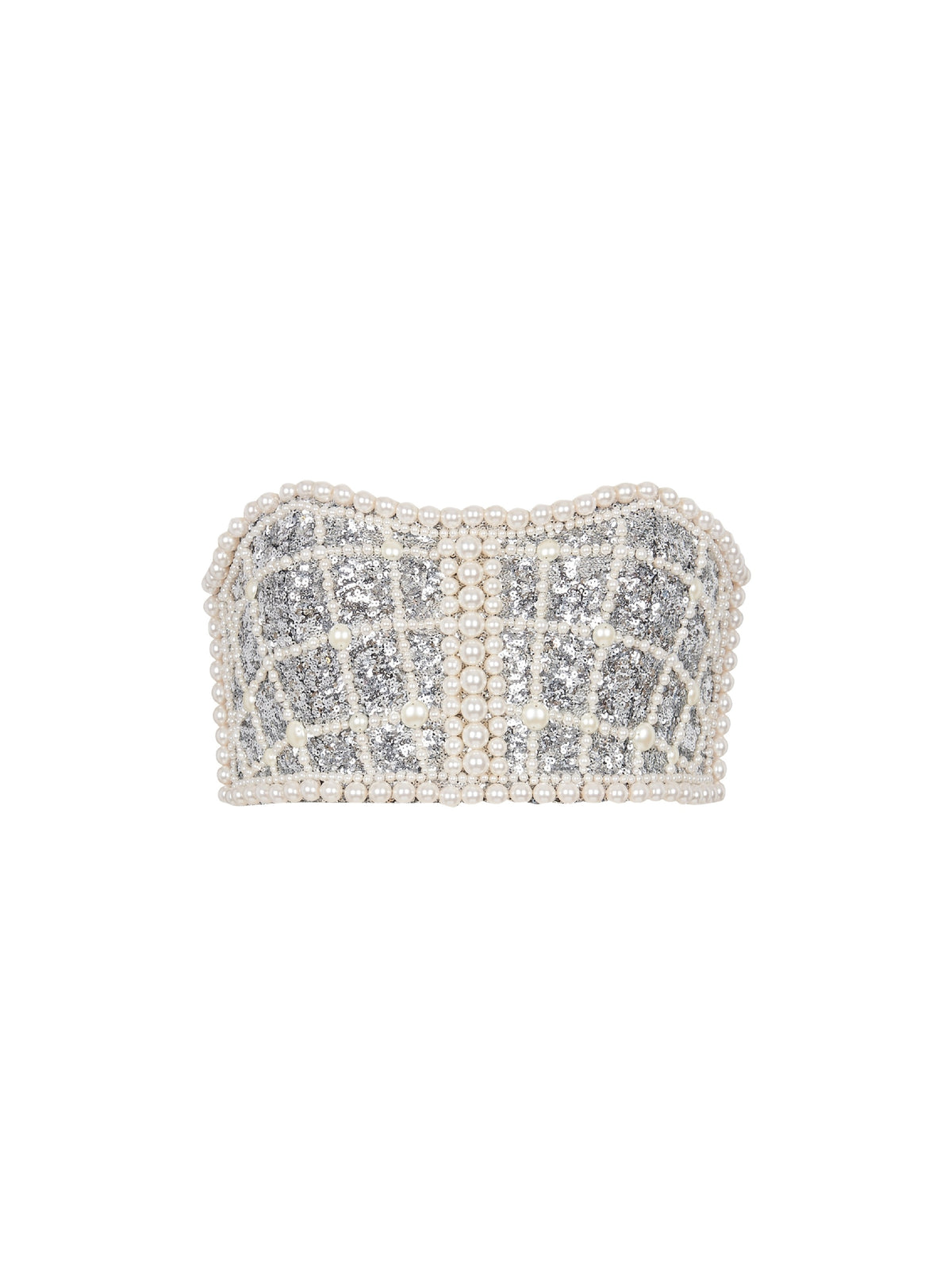 Haut bustier brodé - Argent & Perle