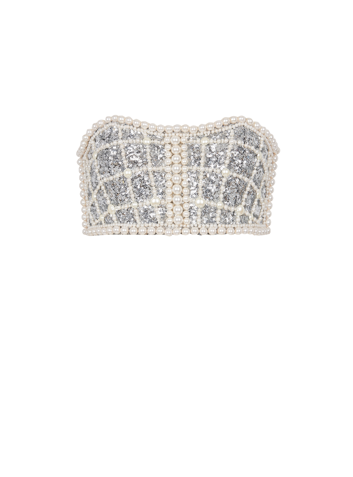 Haut bustier brodé - Argent & Perle