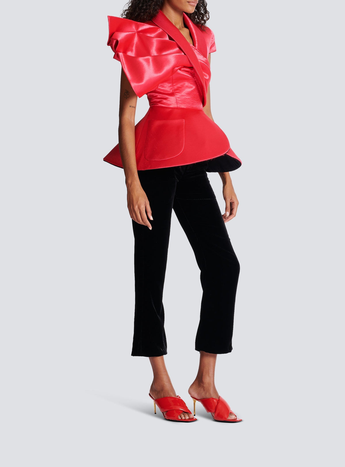 Draped peplum top - Vivid Fuchsia