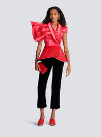 Top drapé à basque - Fuchsia Vif